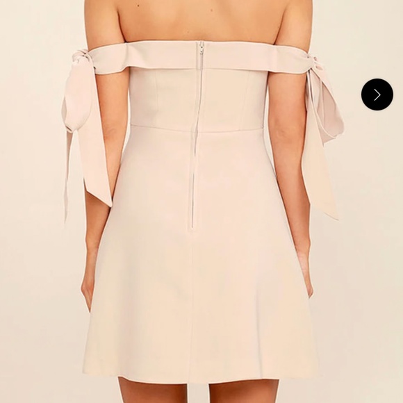 Lulus Keepsake Another World Beige Off-the-Shoulder Dress - Size M - Picture 3 of 6